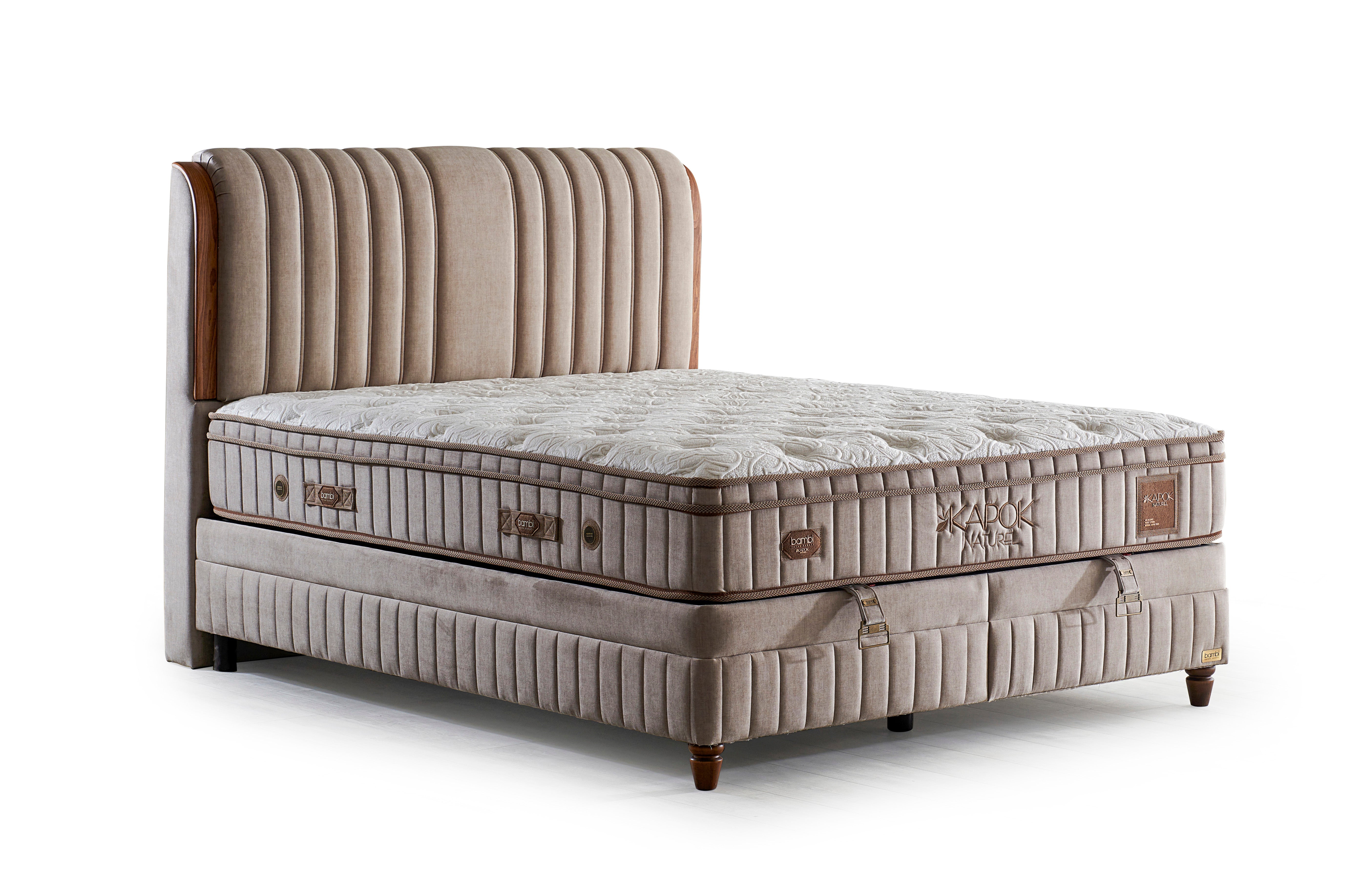 Bambi Kapok Naturel Boxspringbett-Set Naturfasern Taschenfederkern Öko H3