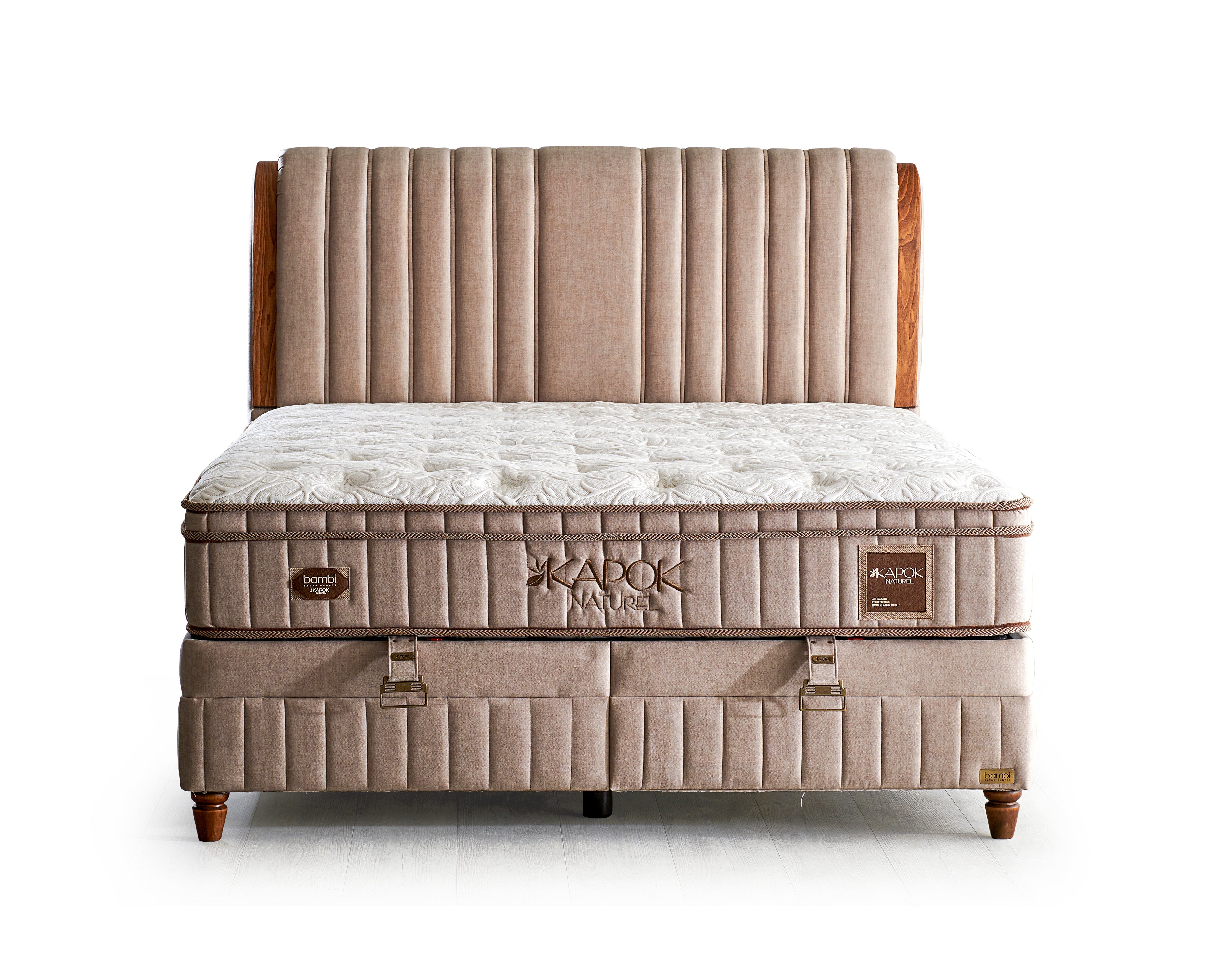 Bambi Kapok Naturel Boxspringbett-Set Naturfasern Taschenfederkern Öko H3