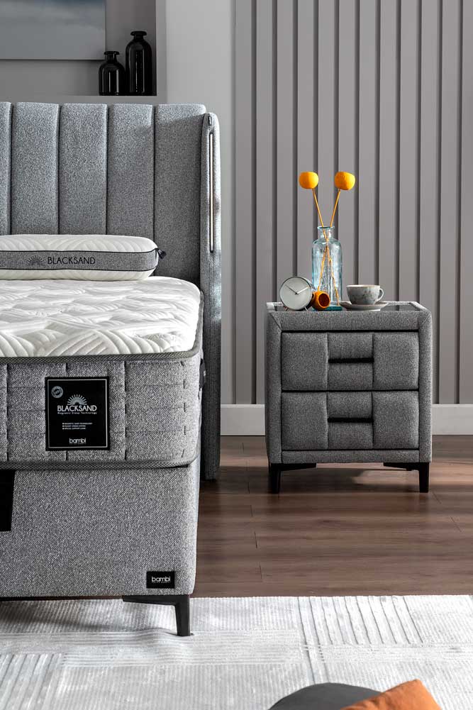 Bambi Boxspringbett Set H4 Blacksand Taschenfederkern 32cm Premium