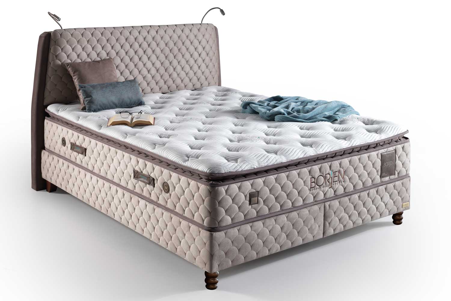 Bambi Borjen Boxspringbett Set H3 Bettkästen Taschenfederkern 33cm