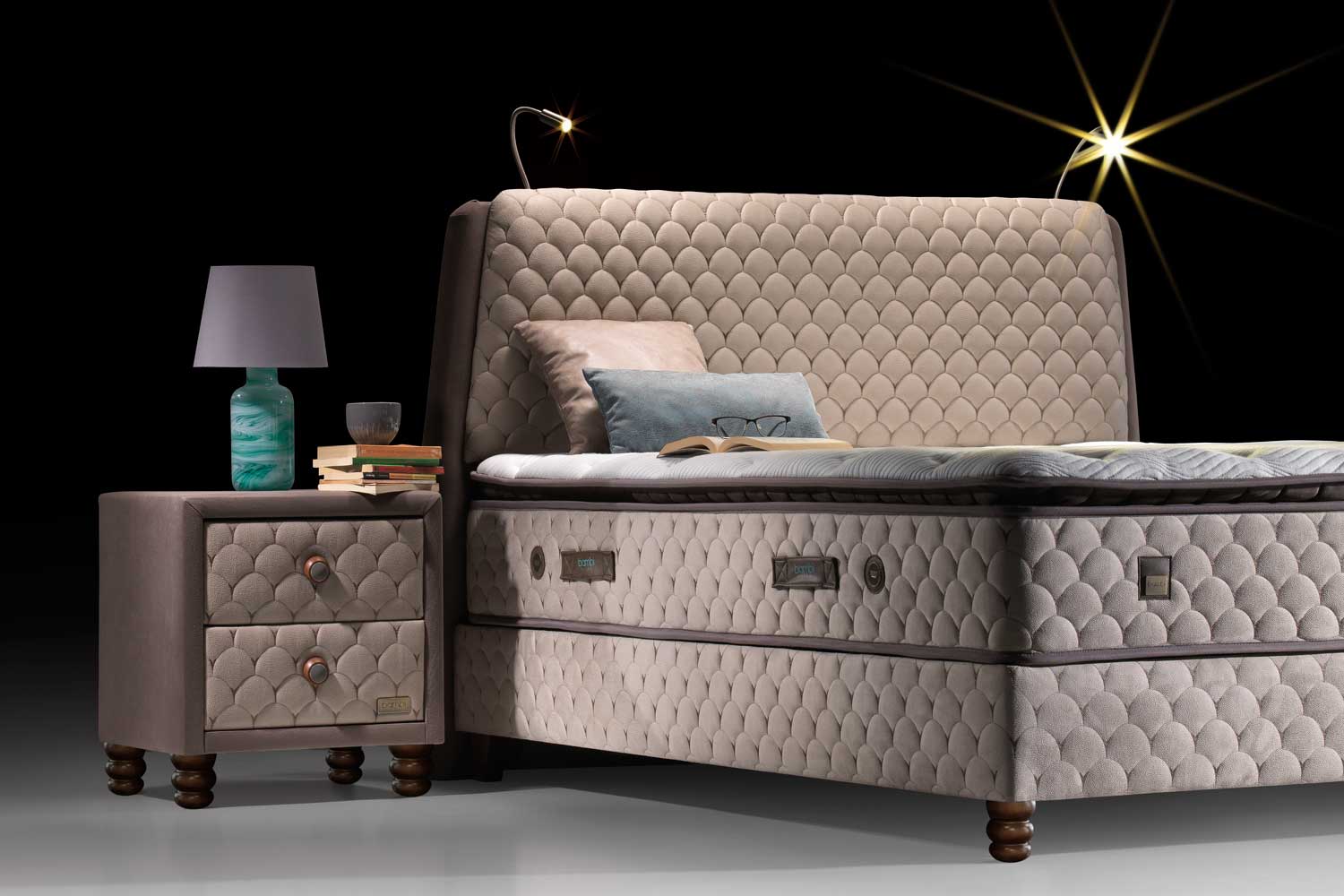 Bambi Borjen Boxspringbett Set H3 Bettkästen Taschenfederkern 33cm