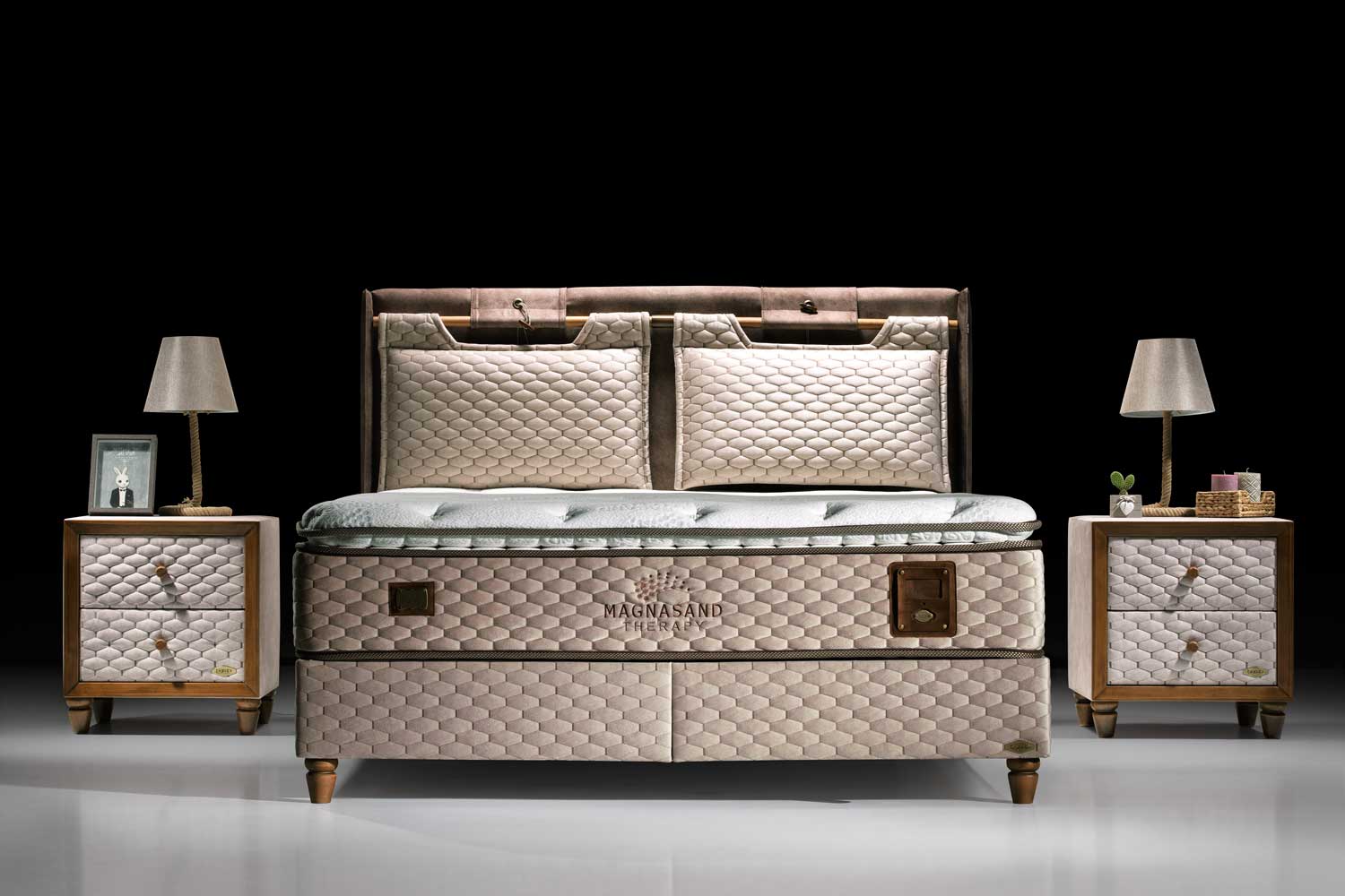 Bambi Magnasand Therapy Boxspringbett-Set Magnetfeld Wellness Sand 30cm H3