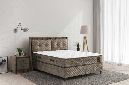 Bambi Bamboo Sleep Boxspringbett-Set H3 Matratze Kopfteil Bettkästen