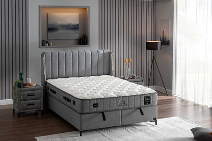 Bambi Boxspringbett Set H4 Blacksand Taschenfederkern 32cm Premium