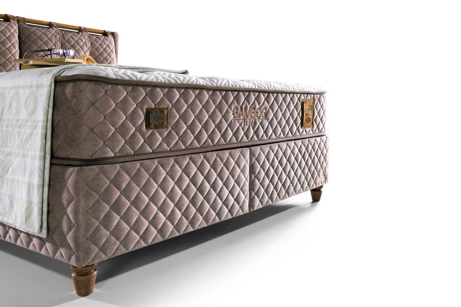 Bambi Bamboo Sleep Boxspringbett-Set H3 Matratze Kopfteil Bettkästen