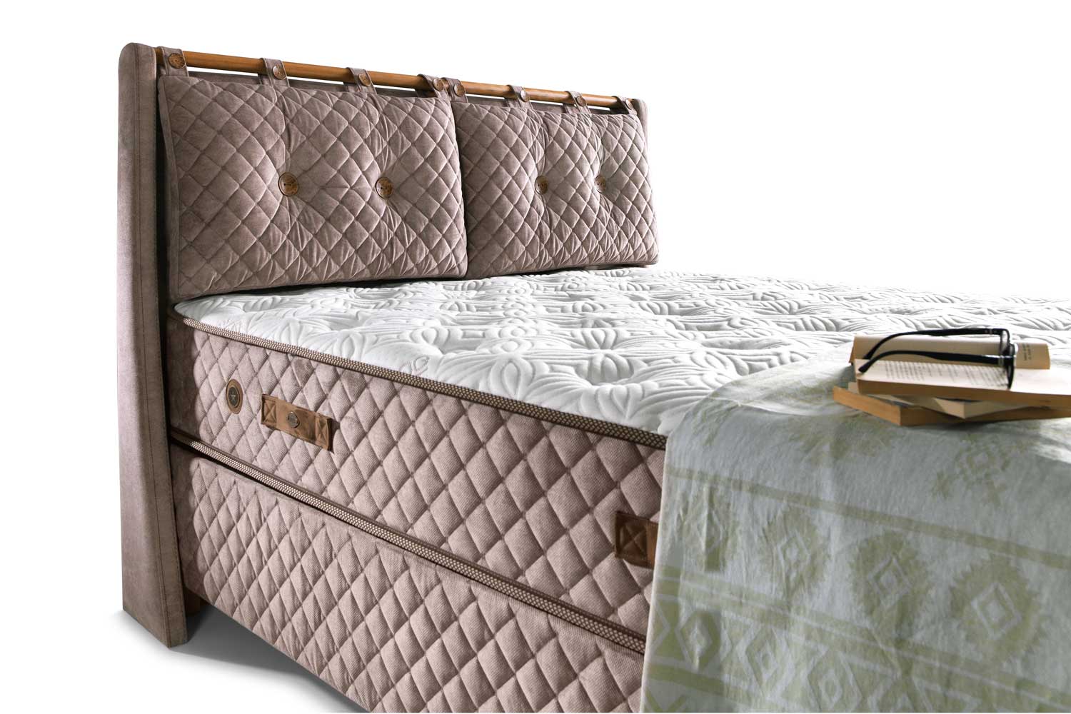 Bambi Bamboo Sleep Boxspringbett-Set H3 Matratze Kopfteil Bettkästen