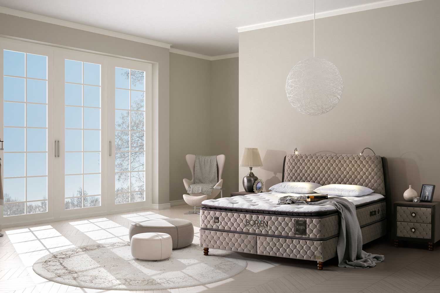Bambi Borjen Boxspringbett Set H3 Bettkästen Taschenfederkern 33cm