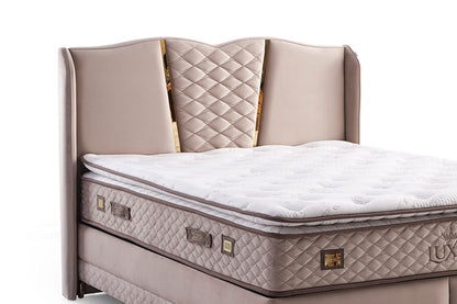 Bambi Luxia Boxspringbett-Set Extra Fest Steinsalz Taschenfederkern 30cm H4-H5