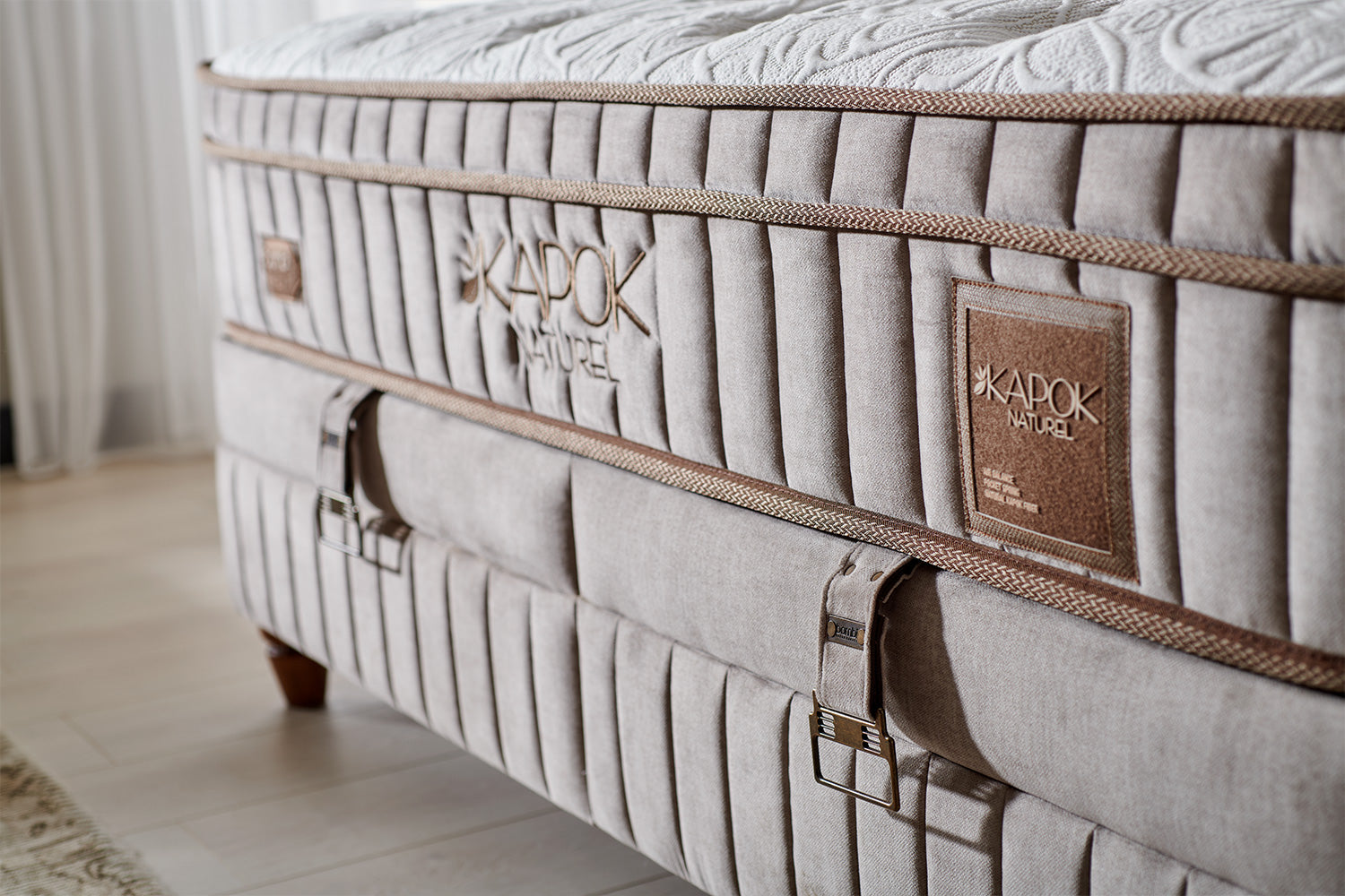 Bambi Kapok Naturel Boxspringbett-Set Naturfasern Taschenfederkern Öko H3